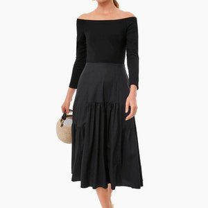 NWT TUCKERNUCK Black Marissa Elegant Off-The-Shoulder Midi Dress Small